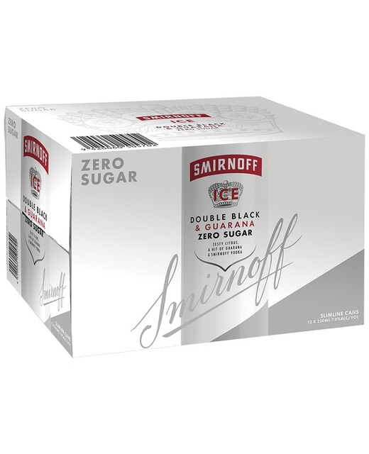 Smirnoff Ice Double Black & Guarana Zero Sugar 12pk cans