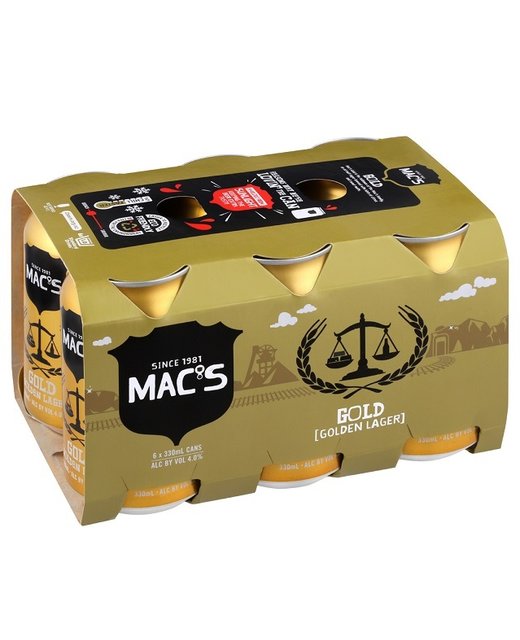 Mac's Gold Goden Lager 330ml 6pk cans