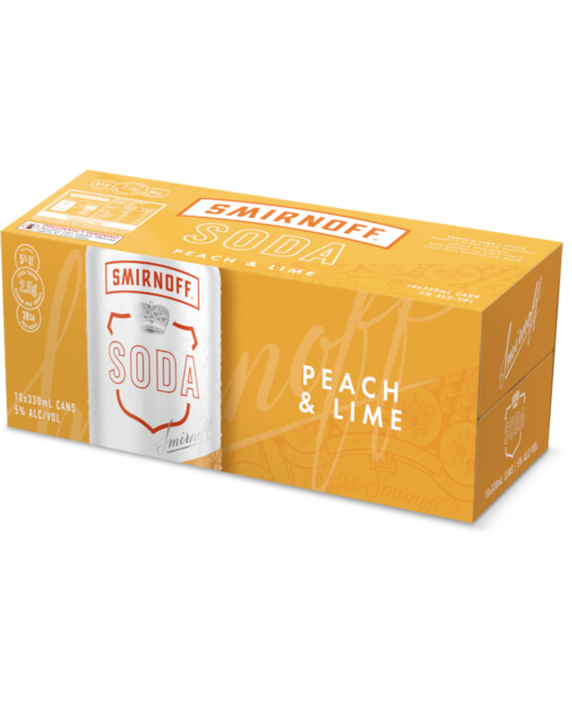 Smirnoff Soda Peach & Lime 10pk cans