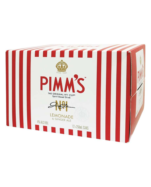 Pimms Lemonade And Ginger Ale 4% 250mL Cans 12 Pack