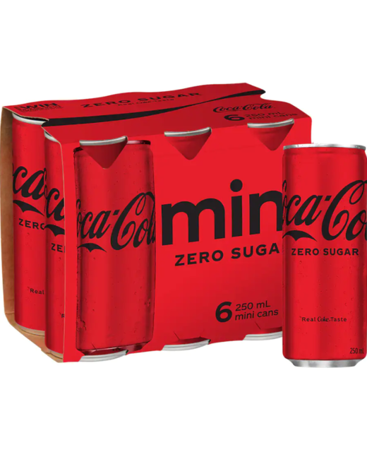 Coke Mini Zero Sugar 250ml 6pk cans