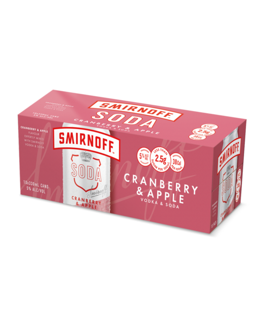 Smirnoff Soda Cranberry & Apple 10pk cans