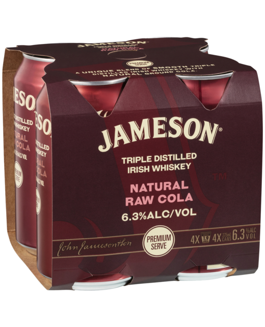 Jameson & Raw Cola 375ml 4pk cans