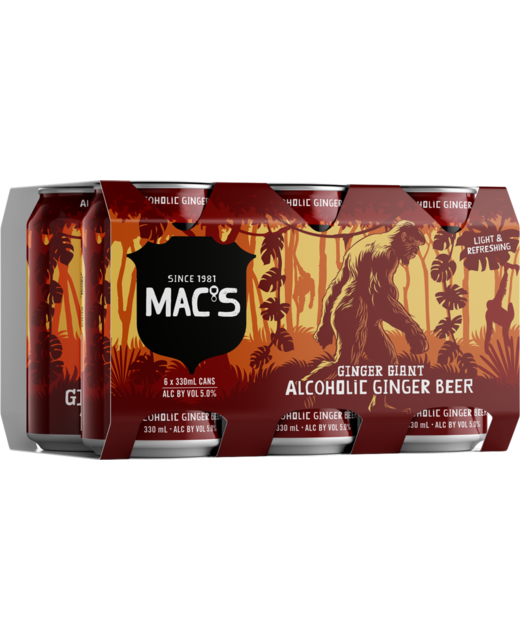 Mac's Ginger Giant Alcoholic Ginger Beer 330ml 6pk cans