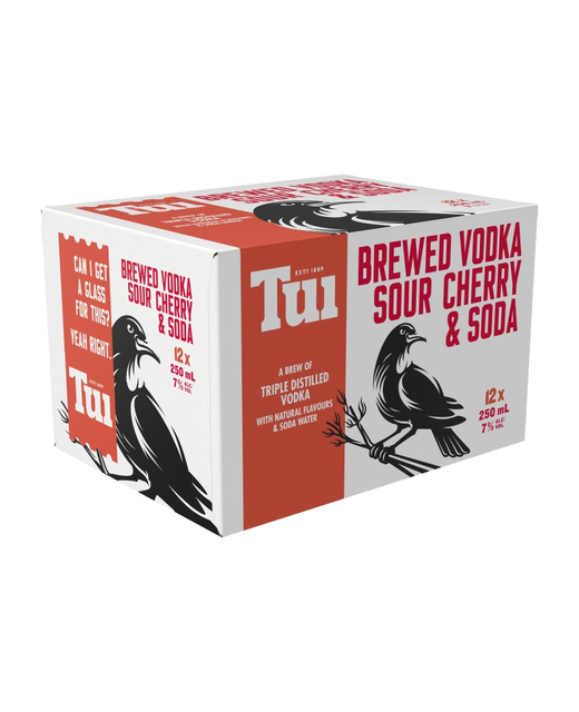 Tui Brewed Vodka, Sour Cherry & Soda 250ml 12pk cans