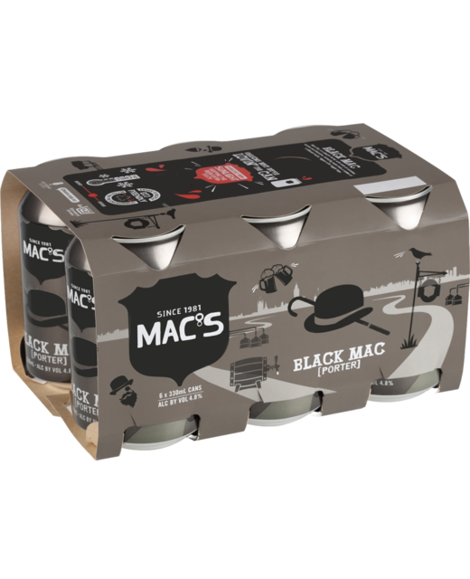 Macs Black 330mL 6pk Can