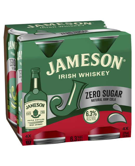 Jameson Zero Sugar & Natural Raw Cola 4pk cans